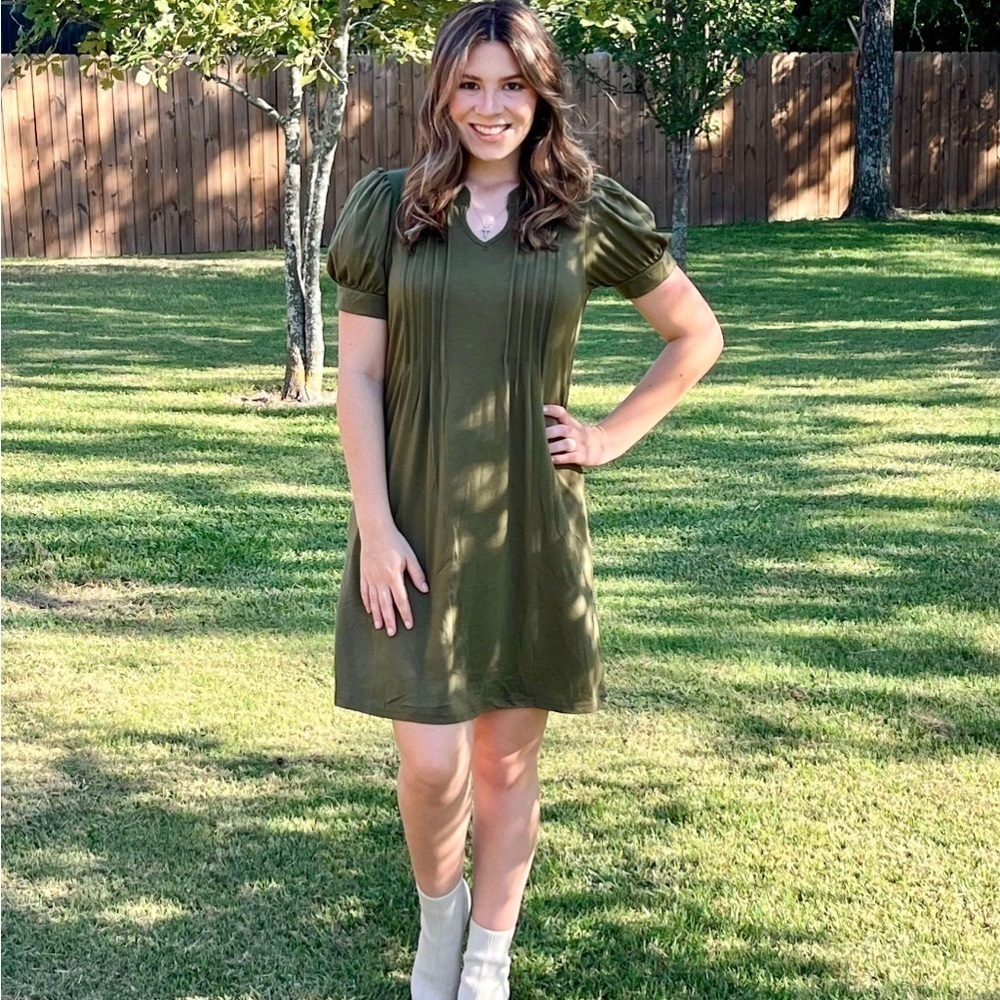 Fern Green Pleated T-Shirt Dress Womens Size XL